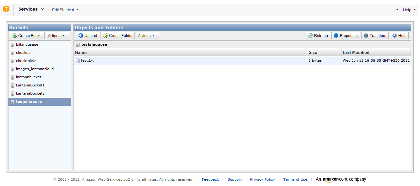 Amazon S3 Create Bucket