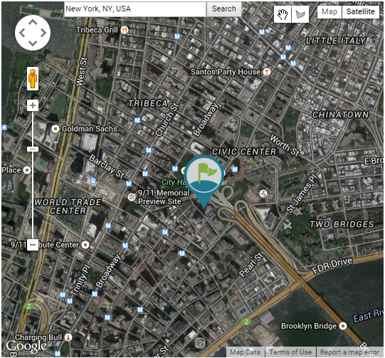 Map showing the pointer on the location searched in the text box