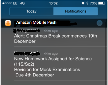 Mobile app push notification code in php