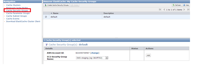 My Cache Security Groups
