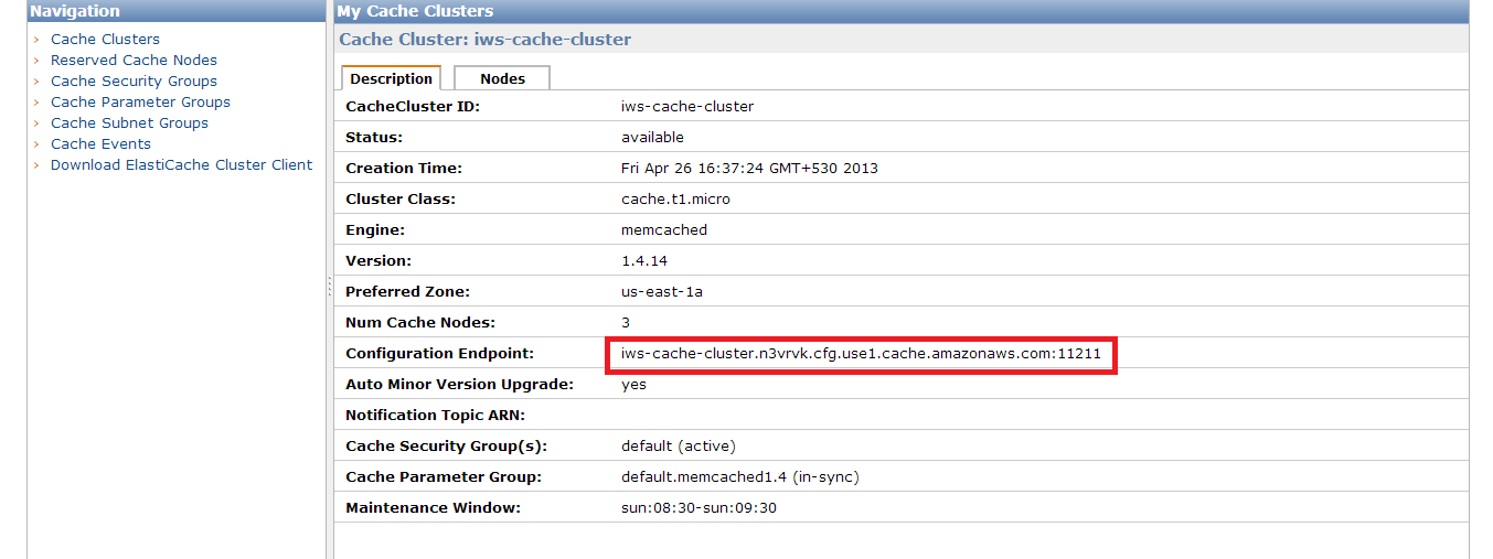 Cache Cluster in Available State