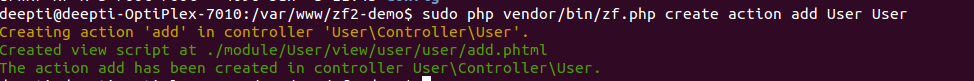 zf.php create action