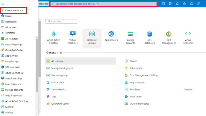 Create Resource in Azure