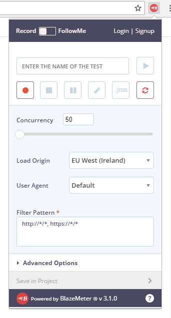 Blazemeter Extension