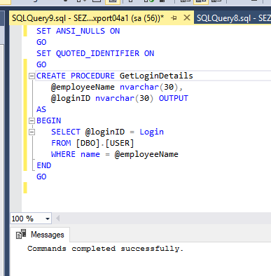 Basics of stored procedure in SQL Server Management Studio