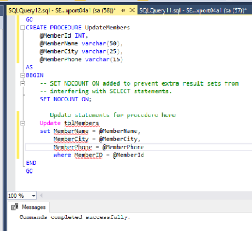 Basics of stored procedure in SQL Server Management Studio