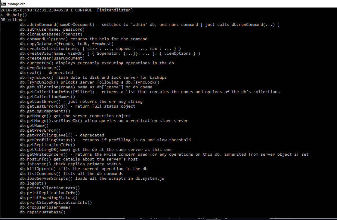 Basic Commands For MongoDB