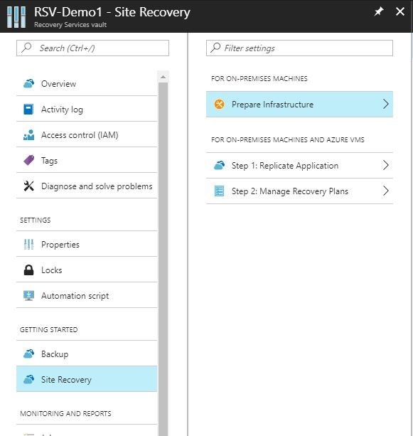 Azure Site Recovery (in Preview for Azure to Azure)